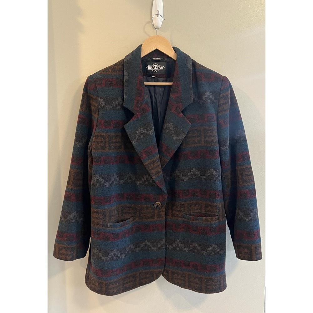 Braetan Vtg Blazer Jacket Sz Lg Women's Multicolor Lined Southwest Tribal‎ 90's